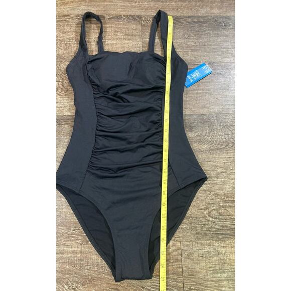 CUPSHE Black Square Neck Slim & Sculpt One-Piece Swimsuit Size Small New - Picture 8 of 11